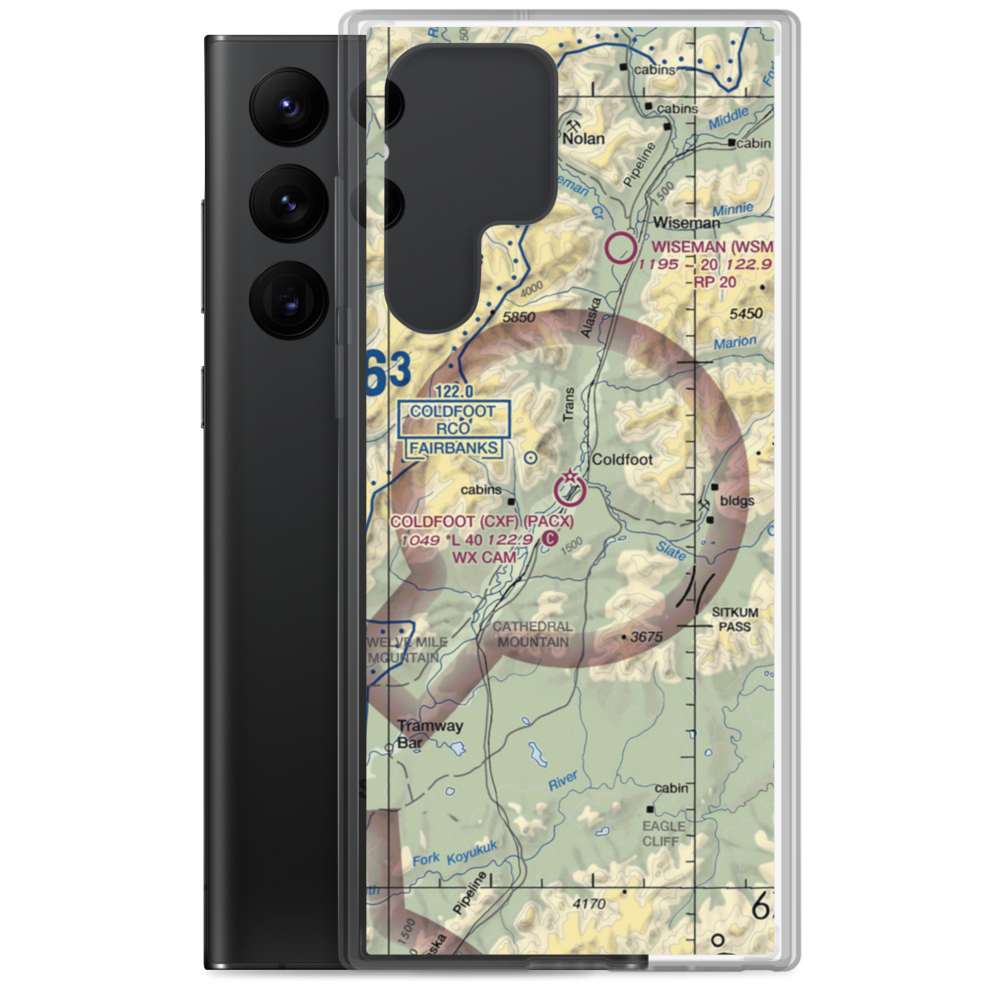 Coldfoot Airport (CXF) VFR Sectional Samsung Case Samsung Galaxy S22 Ultra model shown