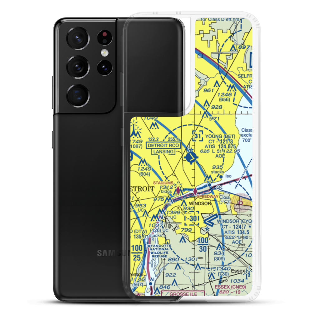 Coleman A. Young Municipal Airport (DET) VFR Sectional Samsung Case Samsung Galaxy S21 Ultra model shown