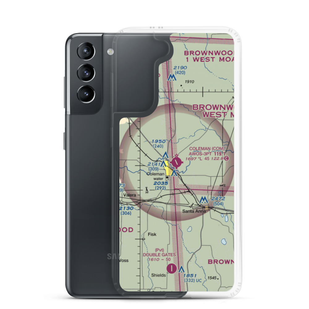 Coleman Municipal Airport (COM) VFR Sectional Samsung Case Samsung Galaxy S21 model shown