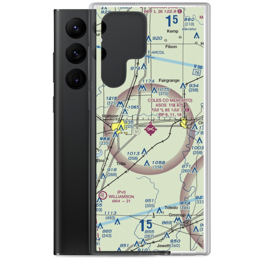 Coles County Memorial Airport (MTO) VFR Sectional Samsung Case Samsung Galaxy S22 Ultra model shown