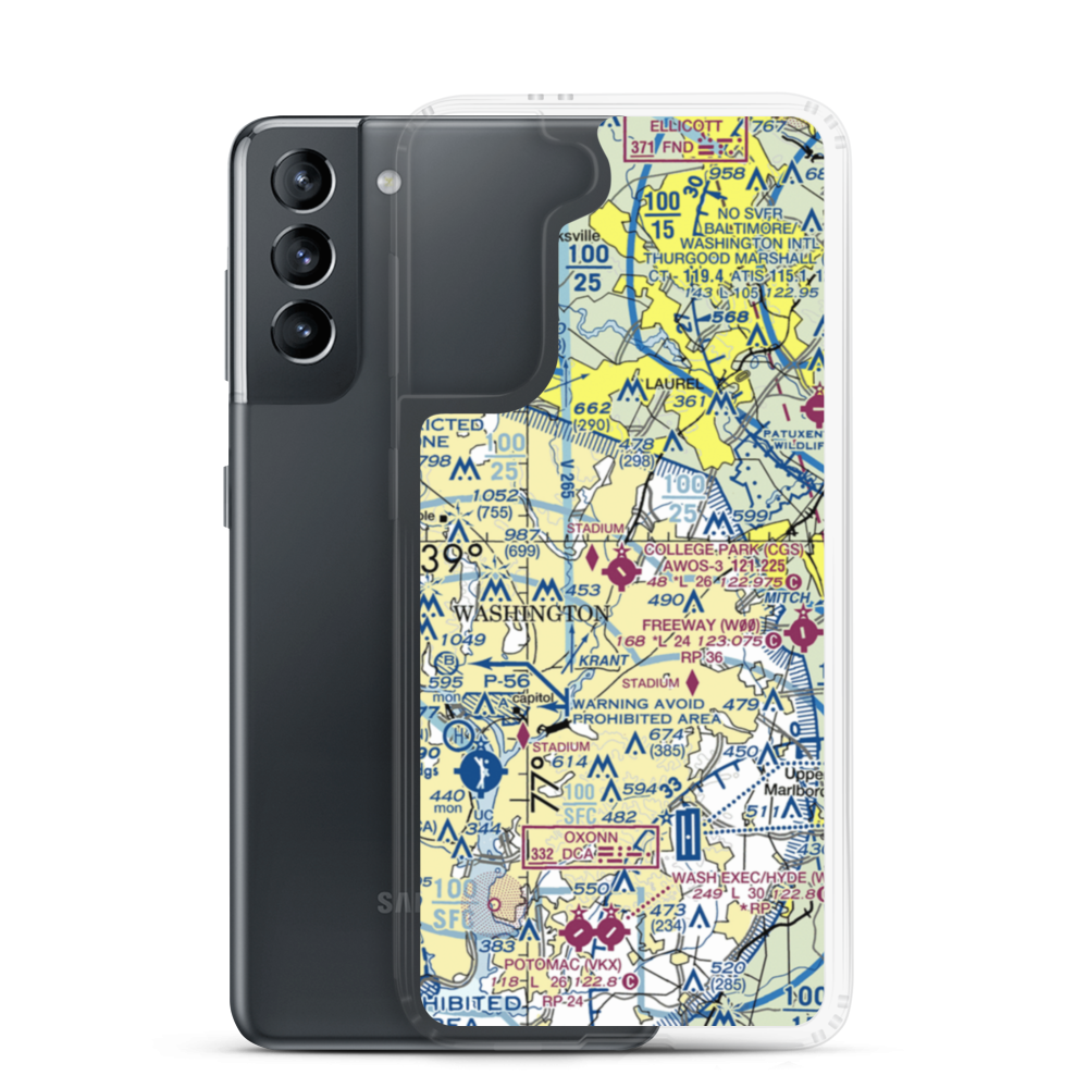 College Park Airport (CGS) VFR Sectional Samsung Case Samsung Galaxy S21 model shown