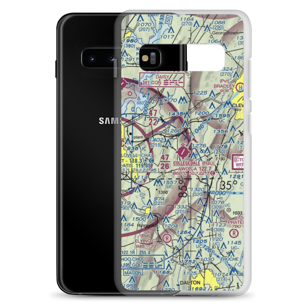 Collegedale Municipal Airport (FGU) VFR Sectional Samsung Case Samsung Galaxy S10+ model shown