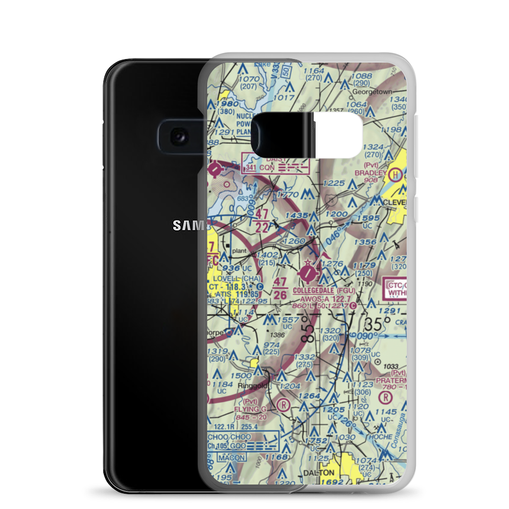 Collegedale Municipal Airport (FGU) VFR Sectional Samsung Case Samsung Galaxy S10e model shown