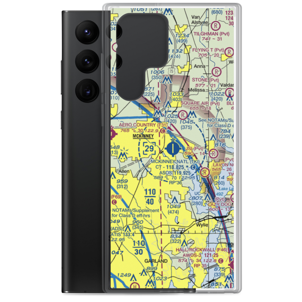 Collin County Regional At Mc Kinney Airport (TKI) VFR Sectional Samsung Case Samsung Galaxy S22 Ultra model shown