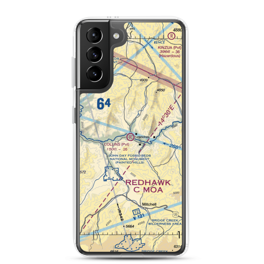 Collins Landing Strip (04OR) VFR Sectional Samsung Case Samsung Galaxy S21 Plus model shown