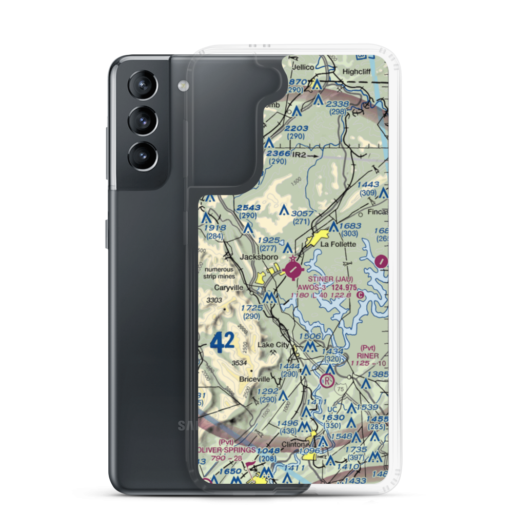 Colonel Tommy C Stiner Airfield (JAU) VFR Sectional Samsung Case Samsung Galaxy S21 model shown