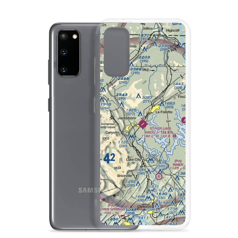 Colonel Tommy C Stiner Airfield (JAU) VFR Sectional Samsung Case Samsung Galaxy S20 model shown