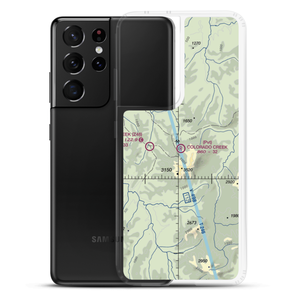 Colorado Creek Airport (KCR) VFR Sectional Samsung Case Samsung Galaxy S21 Ultra model shown