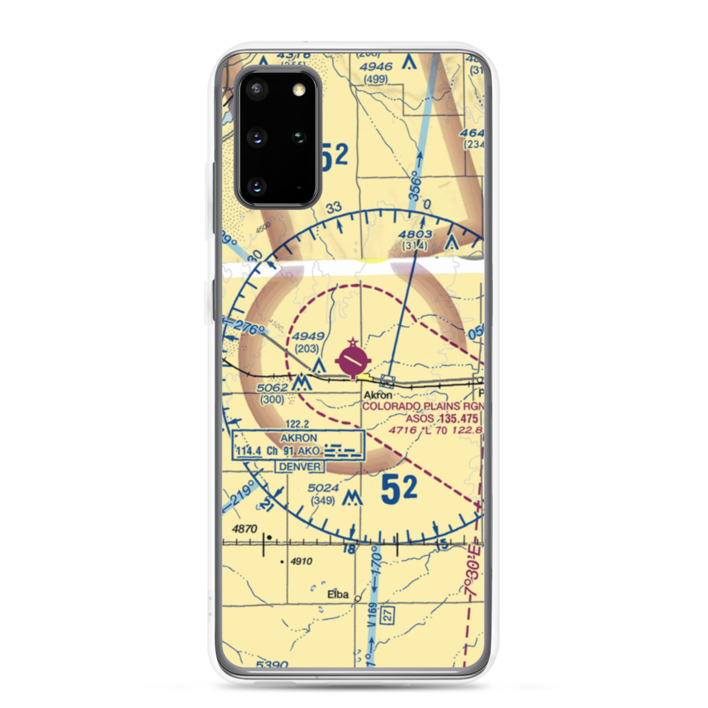 Colorado Plains Regional Airport (AKO) VFR Sectional Samsung Case Samsung Galaxy S20 Plus model shown