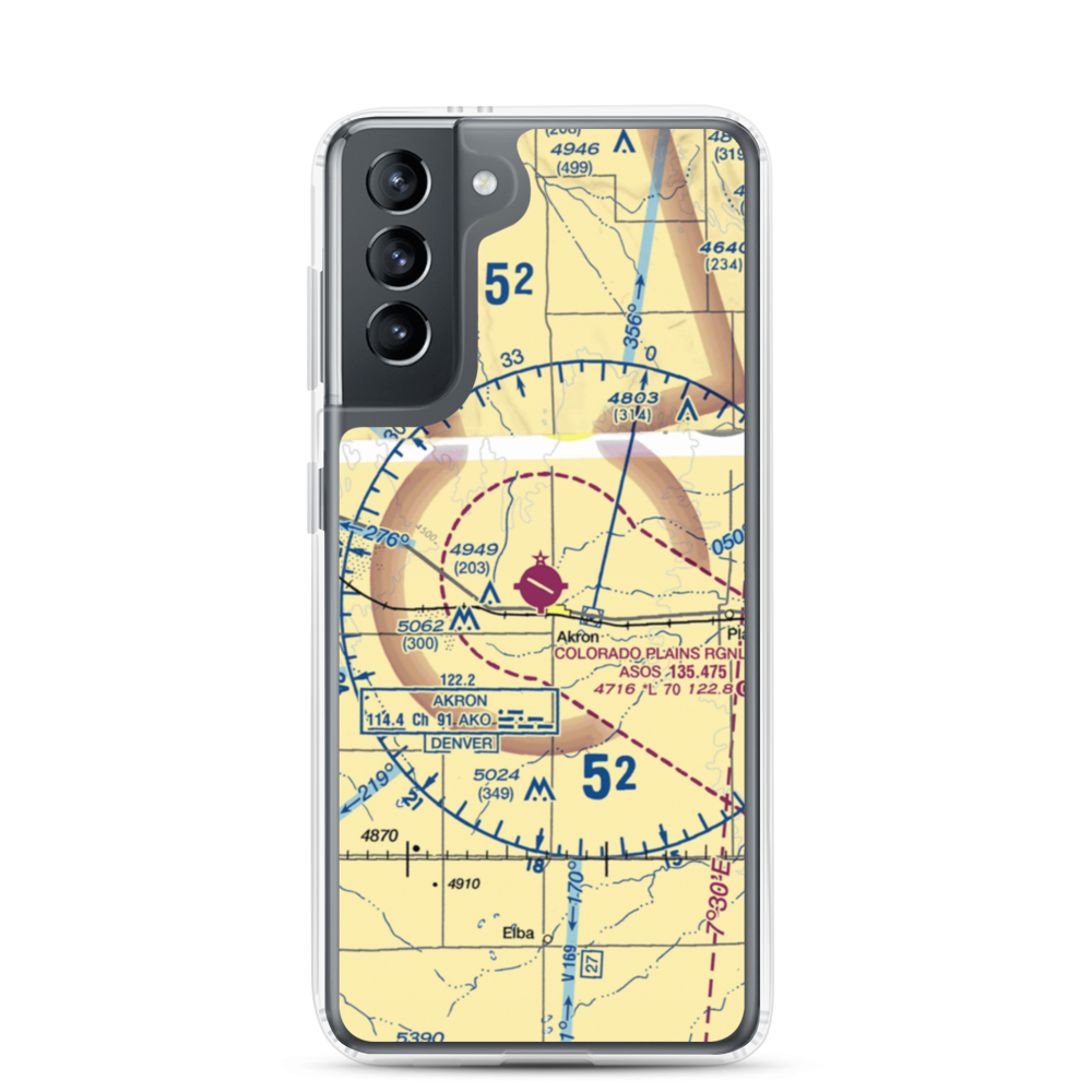 Colorado Plains Regional Airport (AKO) VFR Sectional Samsung Case Samsung Galaxy S21 model shown