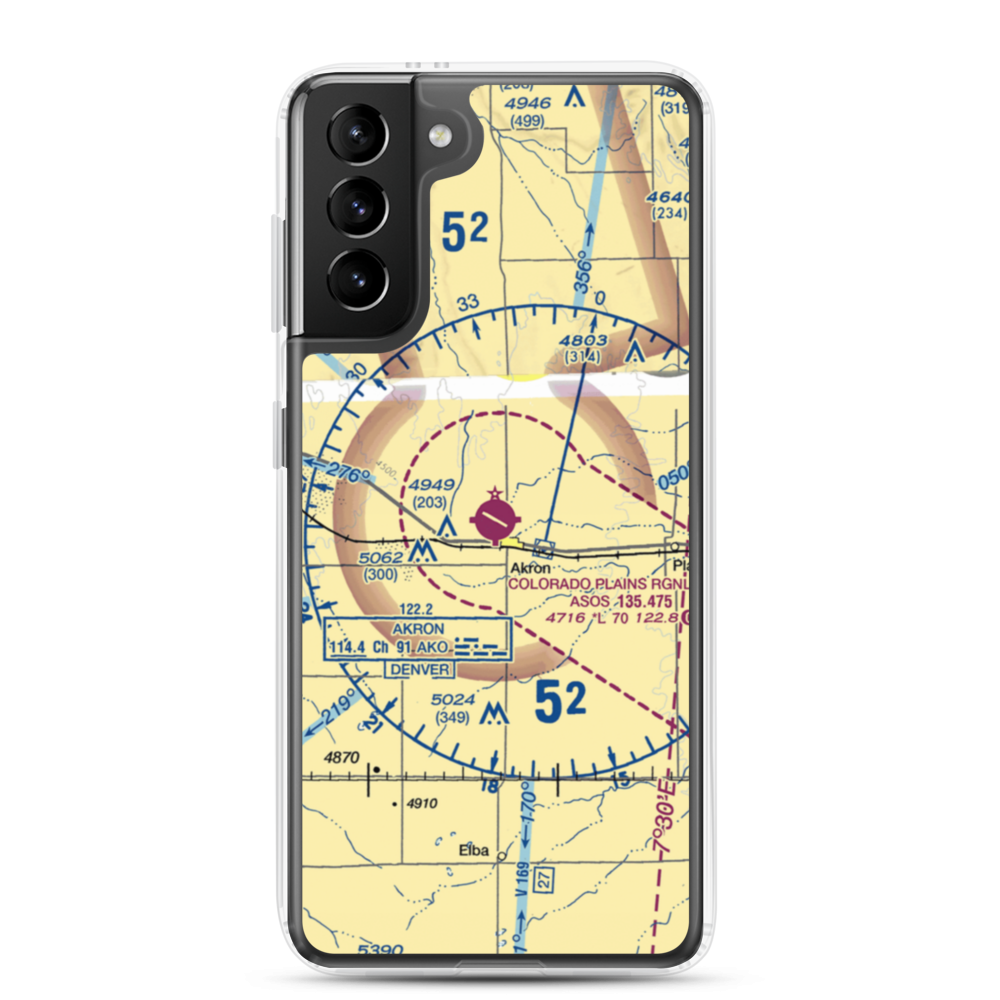 Colorado Plains Regional Airport (AKO) VFR Sectional Samsung Case Samsung Galaxy S21 Plus model shown