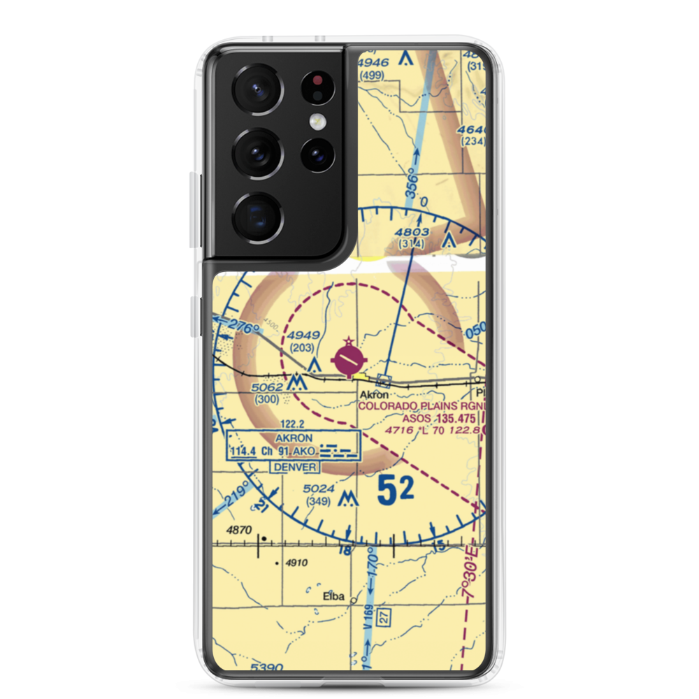 Colorado Plains Regional Airport (AKO) VFR Sectional Samsung Case Samsung Galaxy S21 Ultra model shown