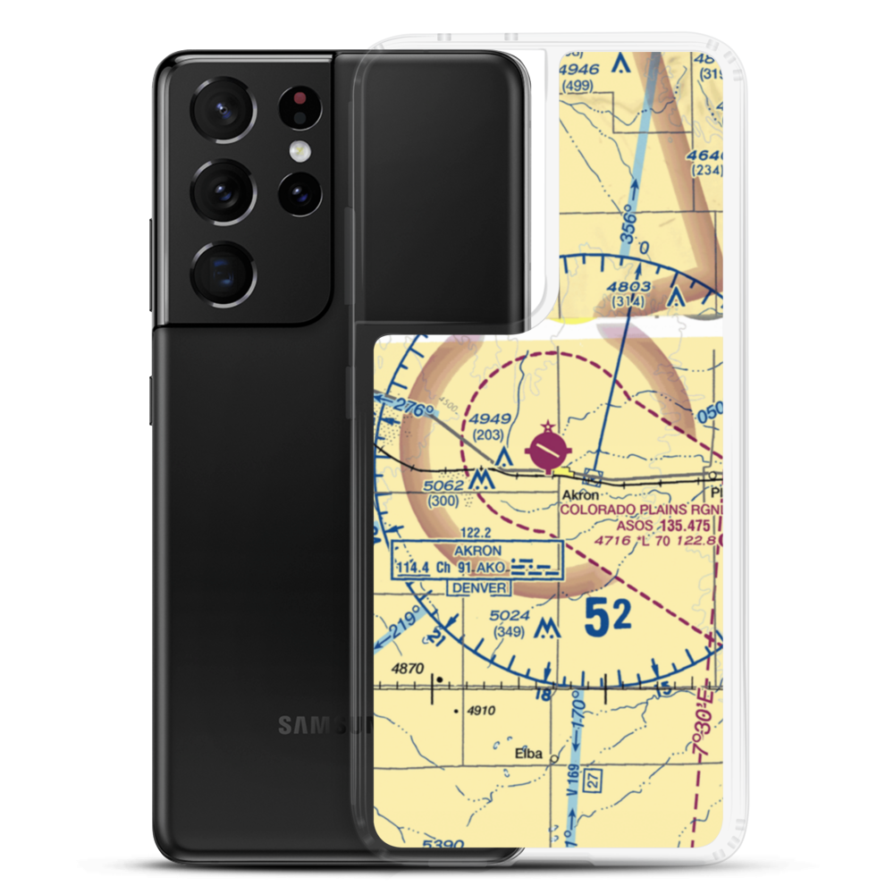 Colorado Plains Regional Airport (AKO) VFR Sectional Samsung Case Samsung Galaxy S21 Ultra model shown