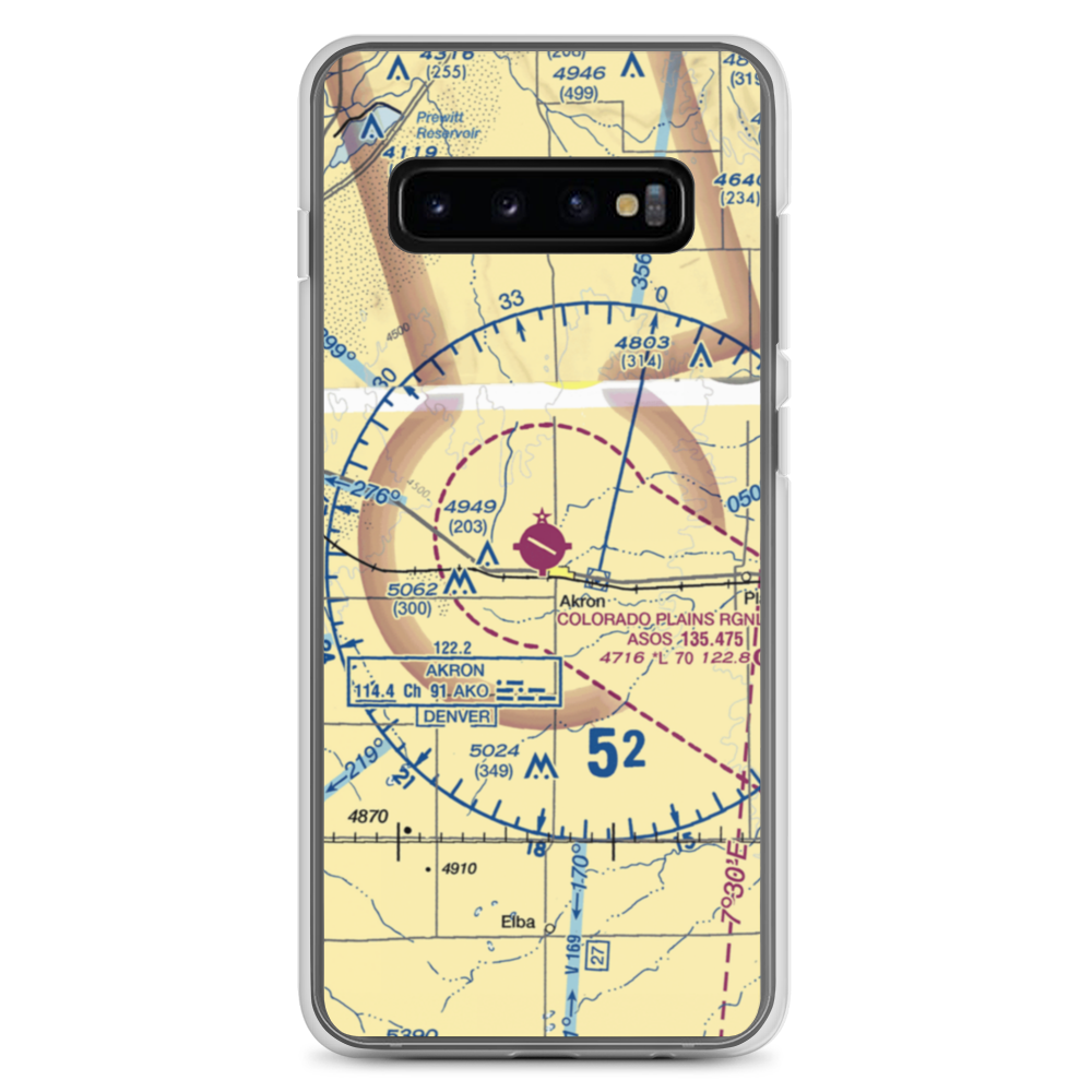 Colorado Plains Regional Airport (AKO) VFR Sectional Samsung Case Samsung Galaxy S10+ model shown
