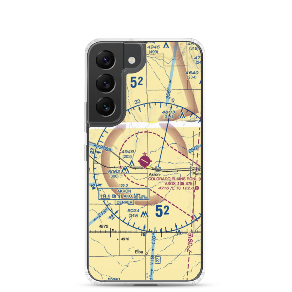 Colorado Plains Regional Airport (AKO) VFR Sectional Samsung Case Samsung Galaxy S22 model shown