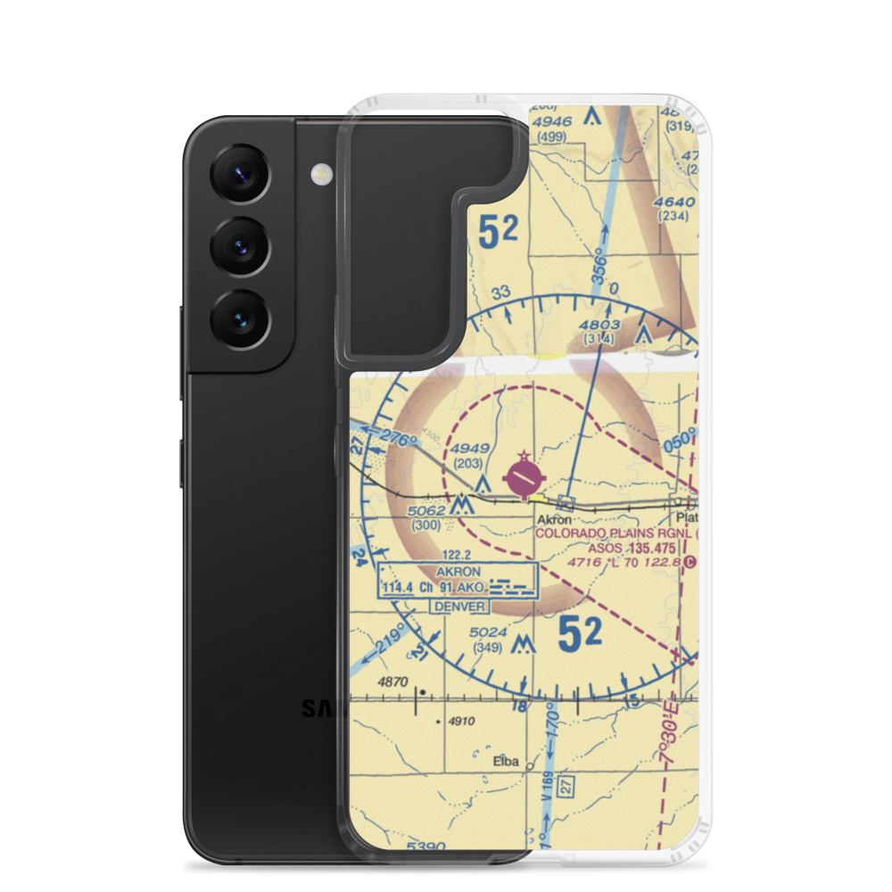 Colorado Plains Regional Airport (AKO) VFR Sectional Samsung Case Samsung Galaxy S22 model shown