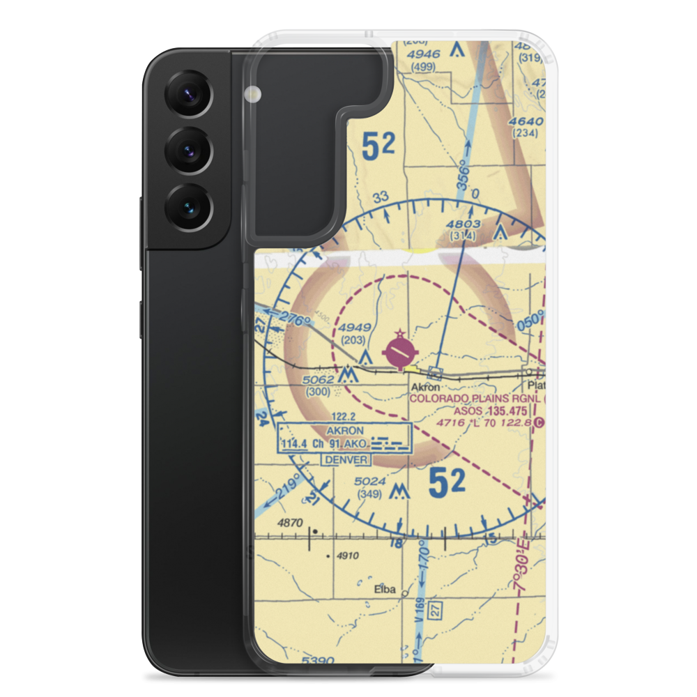 Colorado Plains Regional Airport (AKO) VFR Sectional Samsung Case Samsung Galaxy S22 Plus model shown