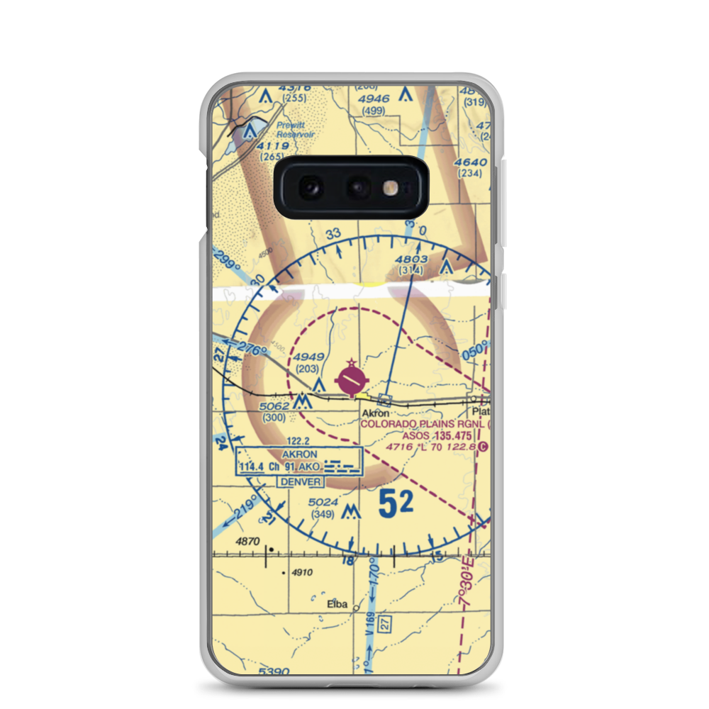 Colorado Plains Regional Airport (AKO) VFR Sectional Samsung Case Samsung Galaxy S10e model shown