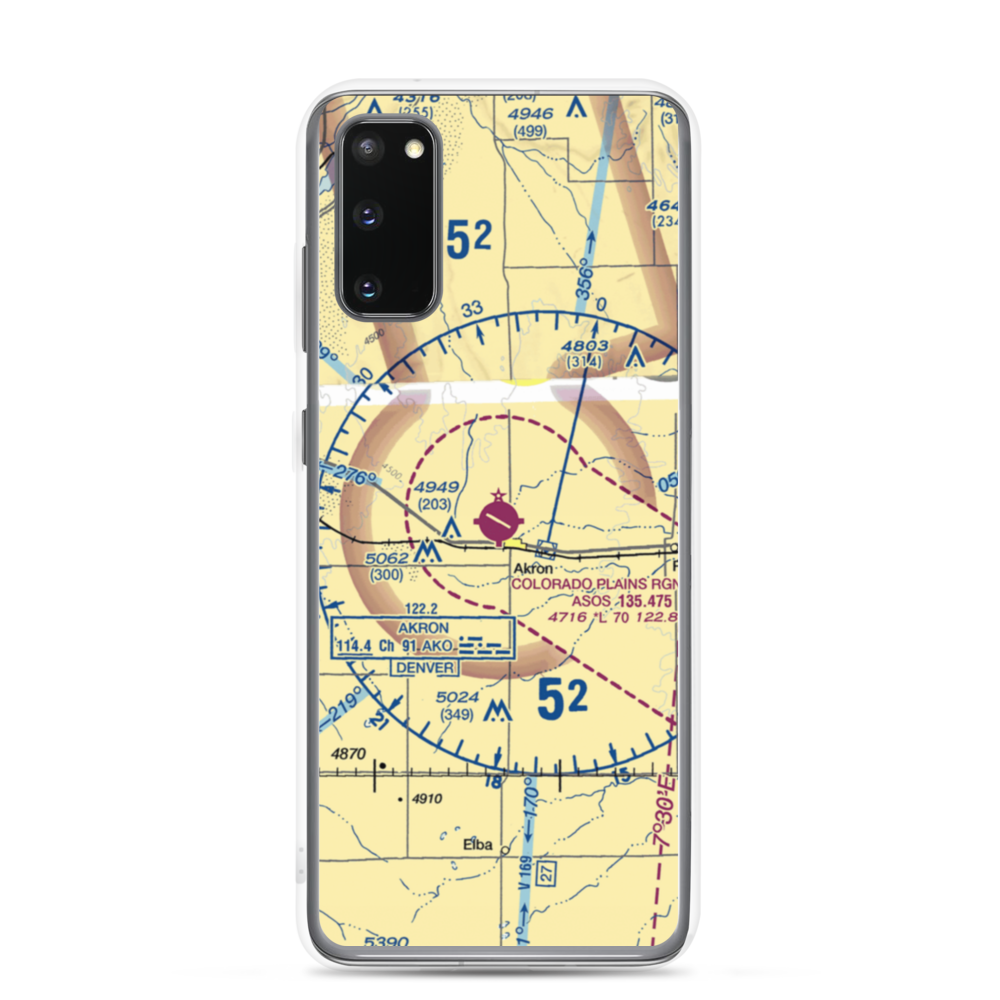 Colorado Plains Regional Airport (AKO) VFR Sectional Samsung Case Samsung Galaxy S20 model shown