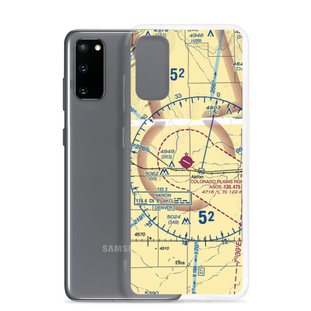 Colorado Plains Regional Airport (AKO) VFR Sectional Samsung Case Samsung Galaxy S20 model shown