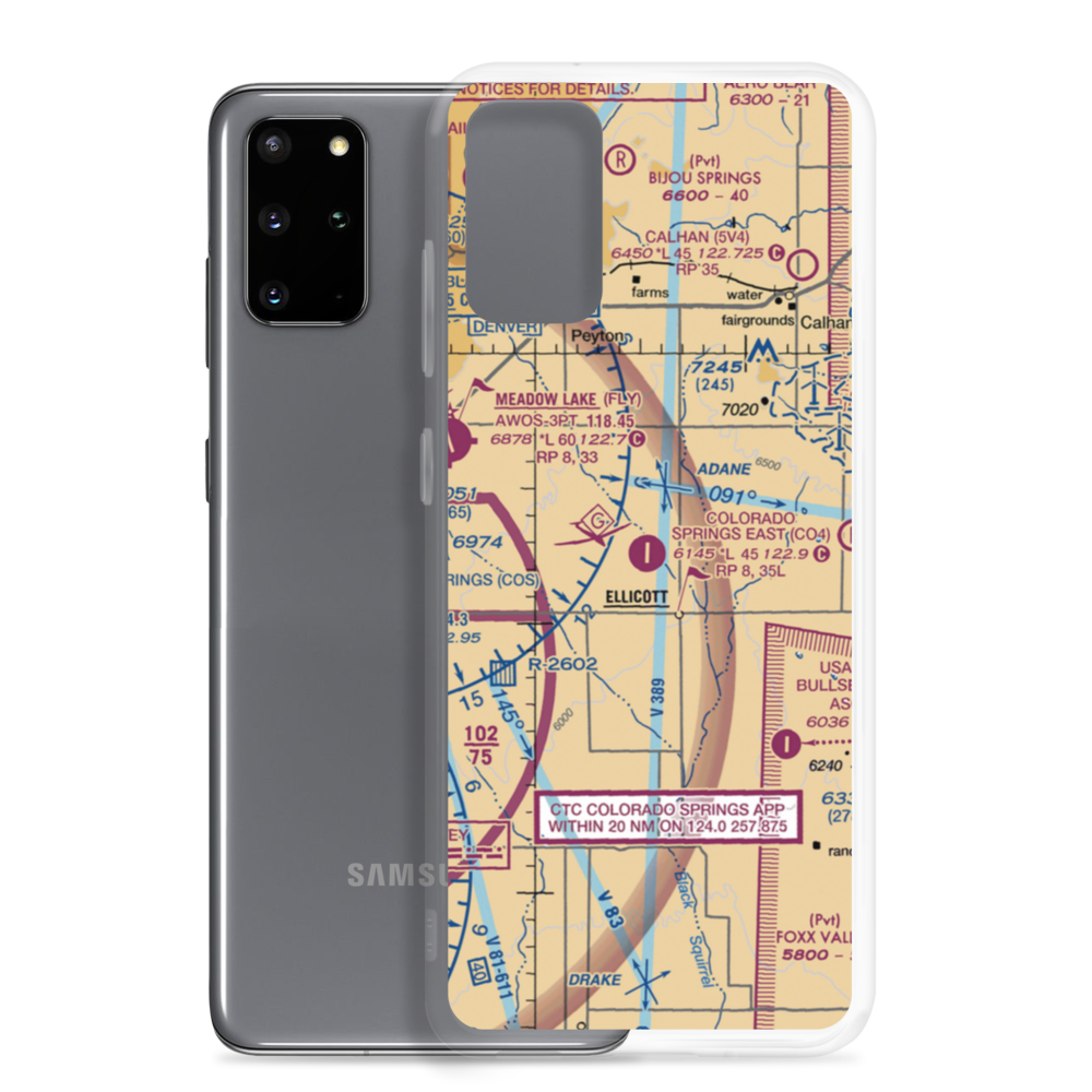 Colorado Springs East Airport (CO4) VFR Sectional Samsung Case Samsung Galaxy S20 Plus model shown
