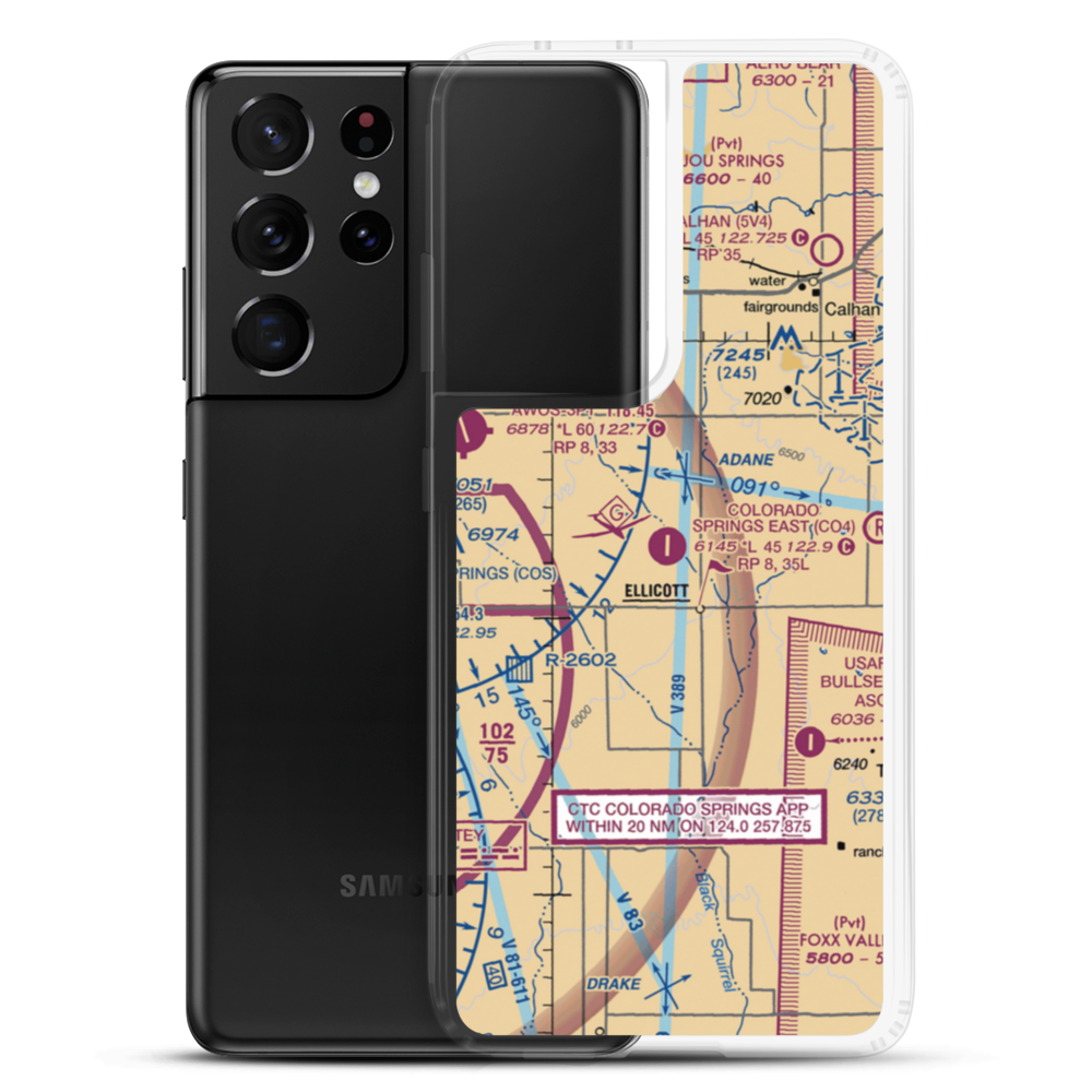 Colorado Springs East Airport (CO4) VFR Sectional Samsung Case Samsung Galaxy S21 Ultra model shown
