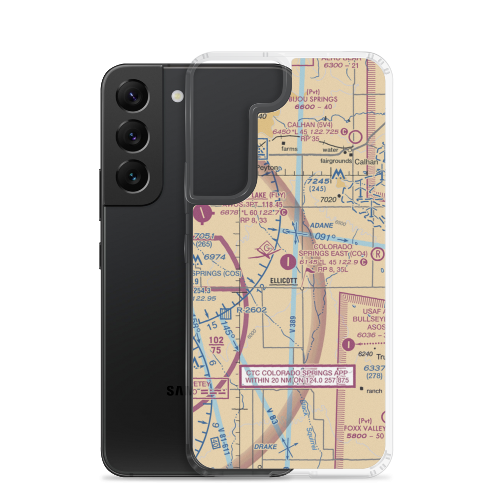 Colorado Springs East Airport (CO4) VFR Sectional Samsung Case Samsung Galaxy S22 model shown