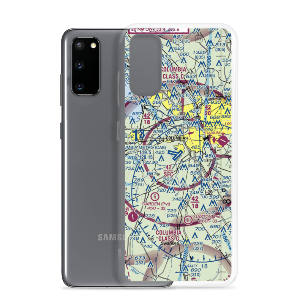 Columbia Metropolitan Airport (CAE) VFR Sectional Samsung Case Samsung Galaxy S20 model shown