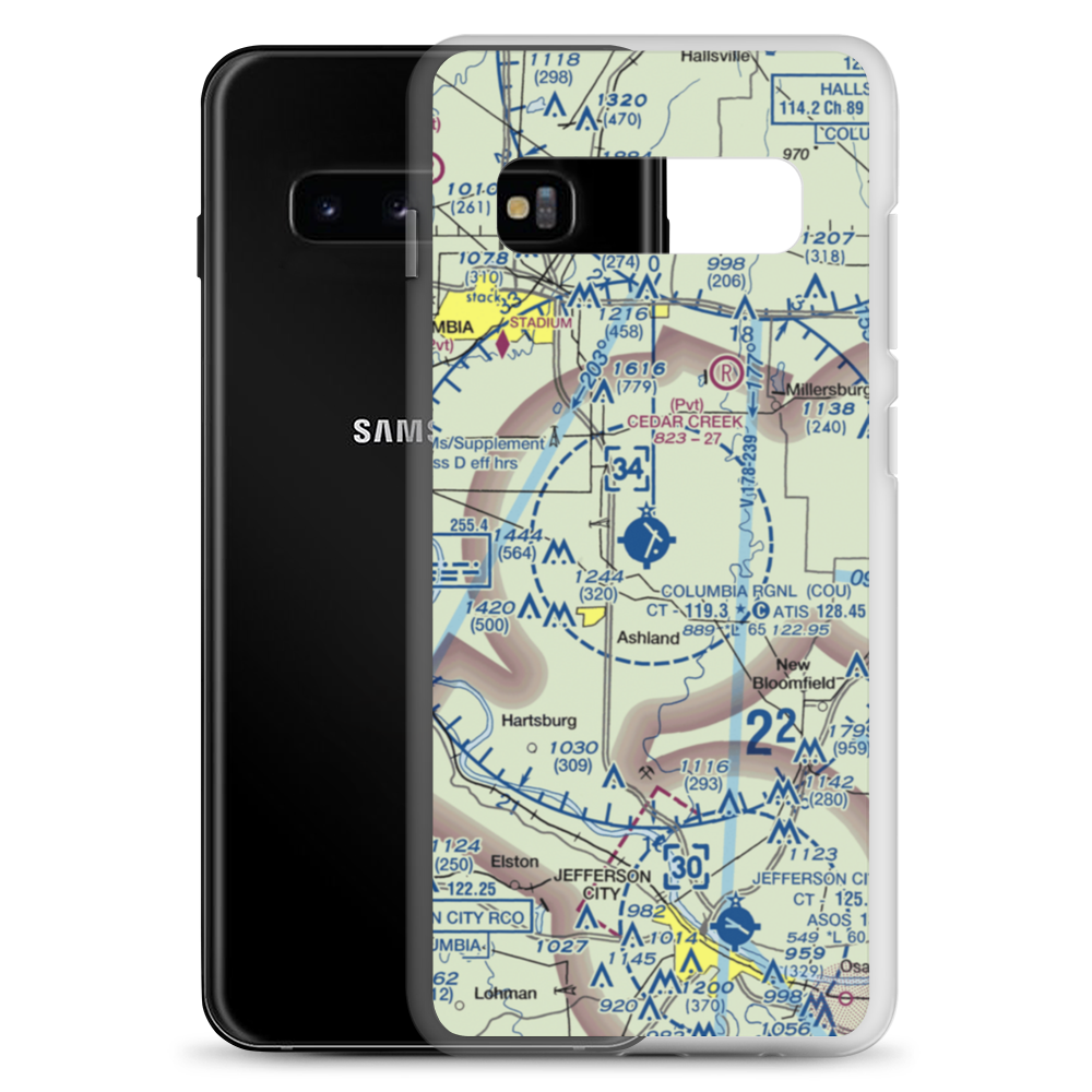 Columbia Regional Airport (COU) VFR Sectional Samsung Case Samsung Galaxy S10+ model shown