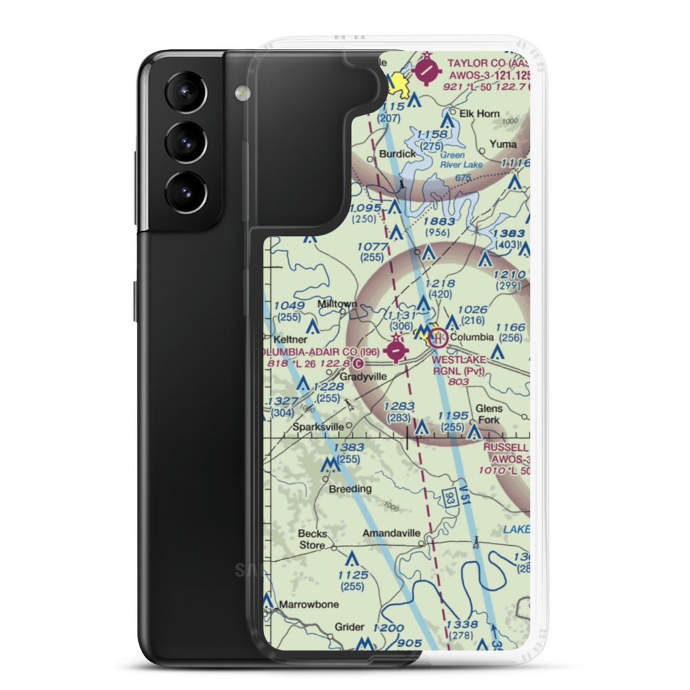 Columbia-Adair Co. Airport (I96) VFR Sectional Samsung Case Samsung Galaxy S21 Plus model shown