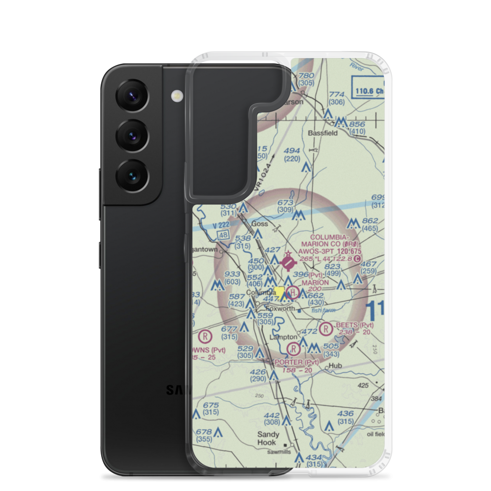 Columbia-Marion County Airport (0R0) VFR Sectional Samsung Case Samsung Galaxy S22 model shown