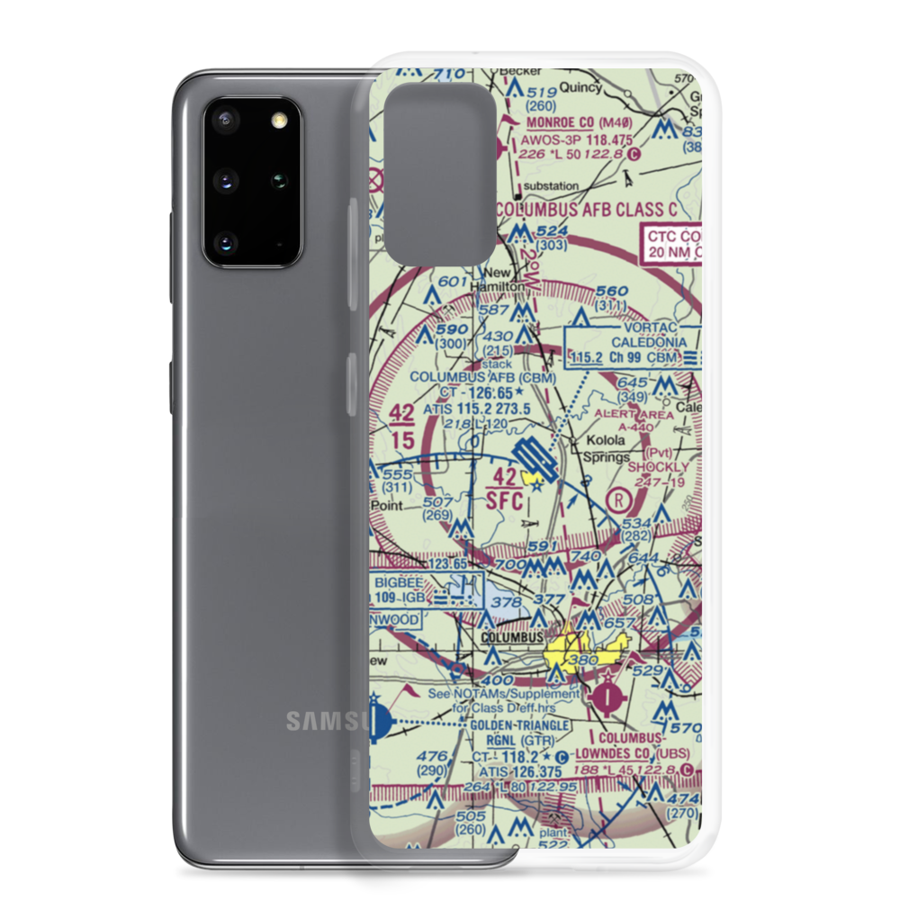 Columbus Air Force Base (CBM) VFR Sectional Samsung Case Samsung Galaxy S20 Plus model shown