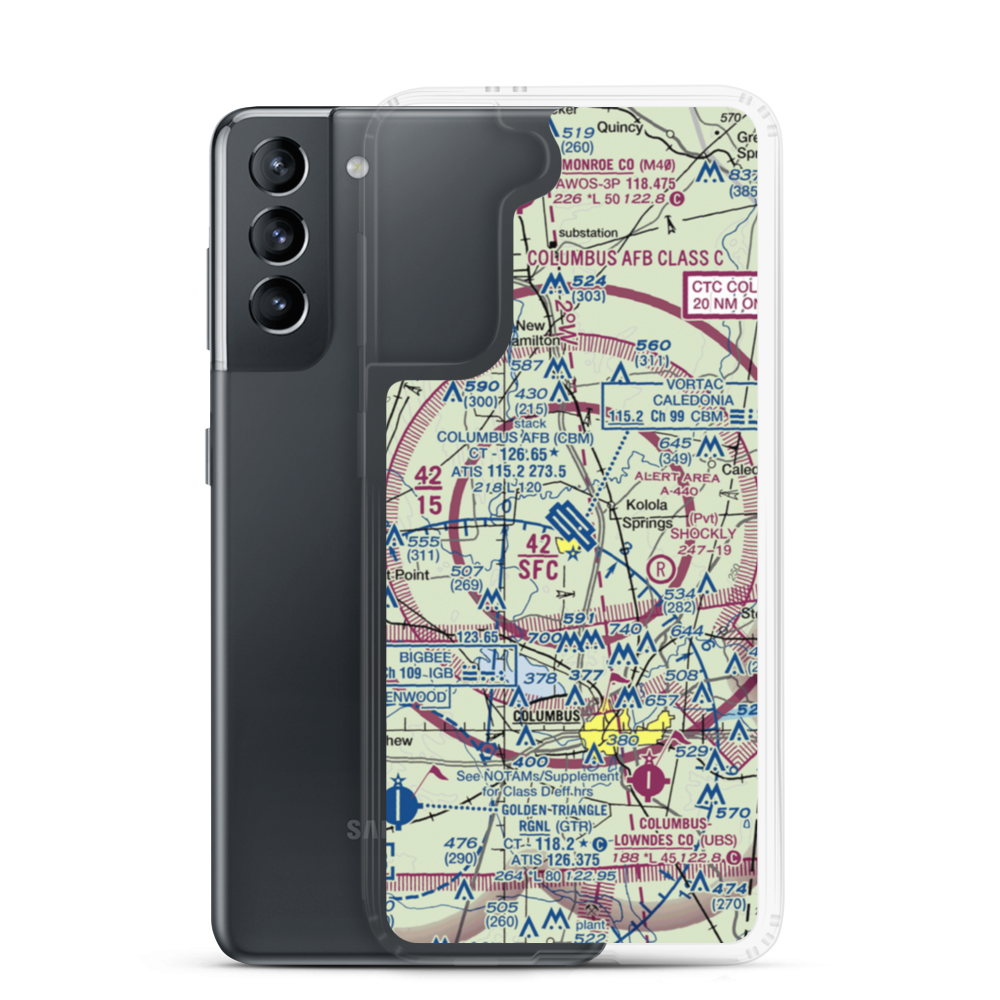 Columbus Air Force Base (CBM) VFR Sectional Samsung Case Samsung Galaxy S21 model shown