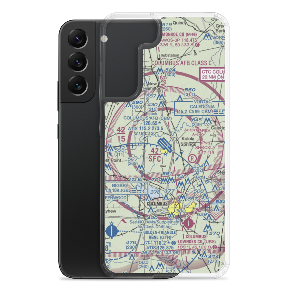 Columbus Air Force Base (CBM) VFR Sectional Samsung Case Samsung Galaxy S22 Plus model shown