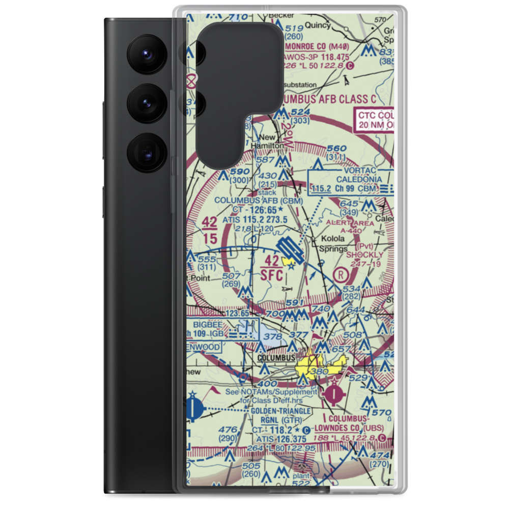 Columbus Air Force Base (CBM) VFR Sectional Samsung Case Samsung Galaxy S22 Ultra model shown