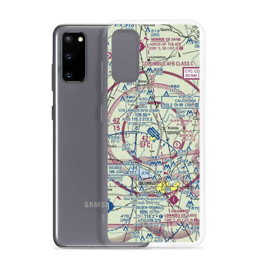 Columbus Air Force Base (CBM) VFR Sectional Samsung Case Samsung Galaxy S20 model shown