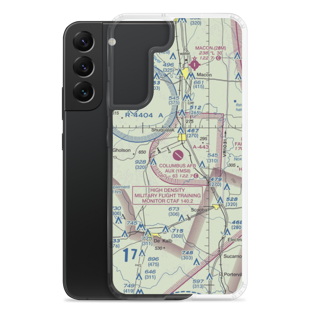 Columbus Air Force Base Aux Field Airfield (1MS8) VFR Sectional Samsung Case Samsung Galaxy S22 Plus model shown