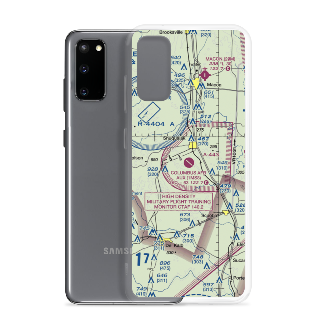 Columbus Air Force Base Aux Field Airfield (1MS8) VFR Sectional Samsung Case Samsung Galaxy S20 model shown