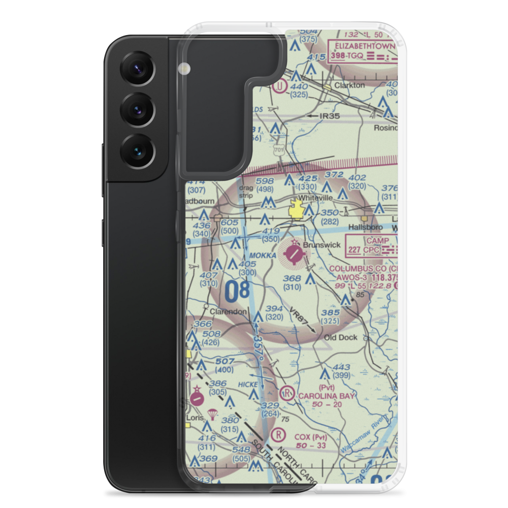 Columbus County Municipal Airport (CPC) VFR Sectional Samsung Case Samsung Galaxy S22 Plus model shown