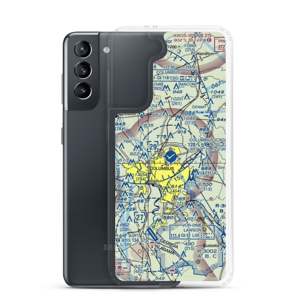 Columbus Metropolitan Airport (CSG) VFR Sectional Samsung Case Samsung Galaxy S21 model shown