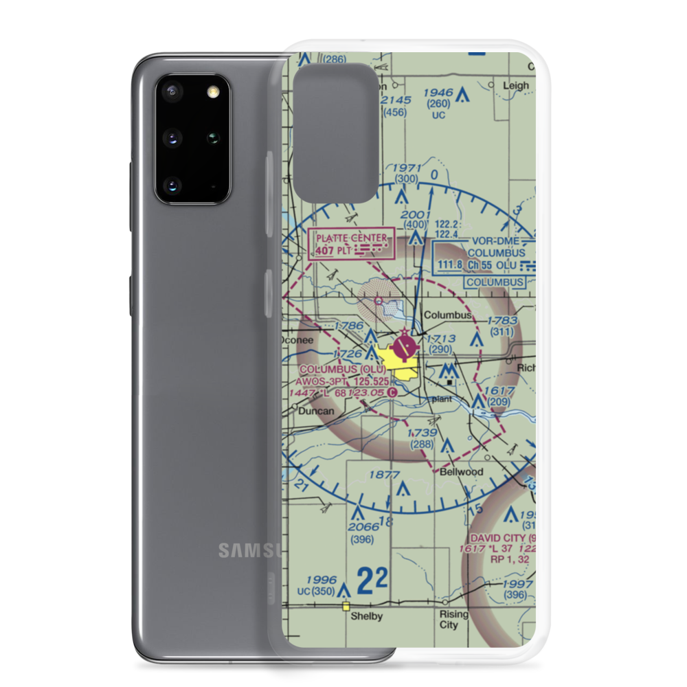 Columbus Municipal Airport (OLU) VFR Sectional Samsung Case Samsung Galaxy S20 Plus model shown