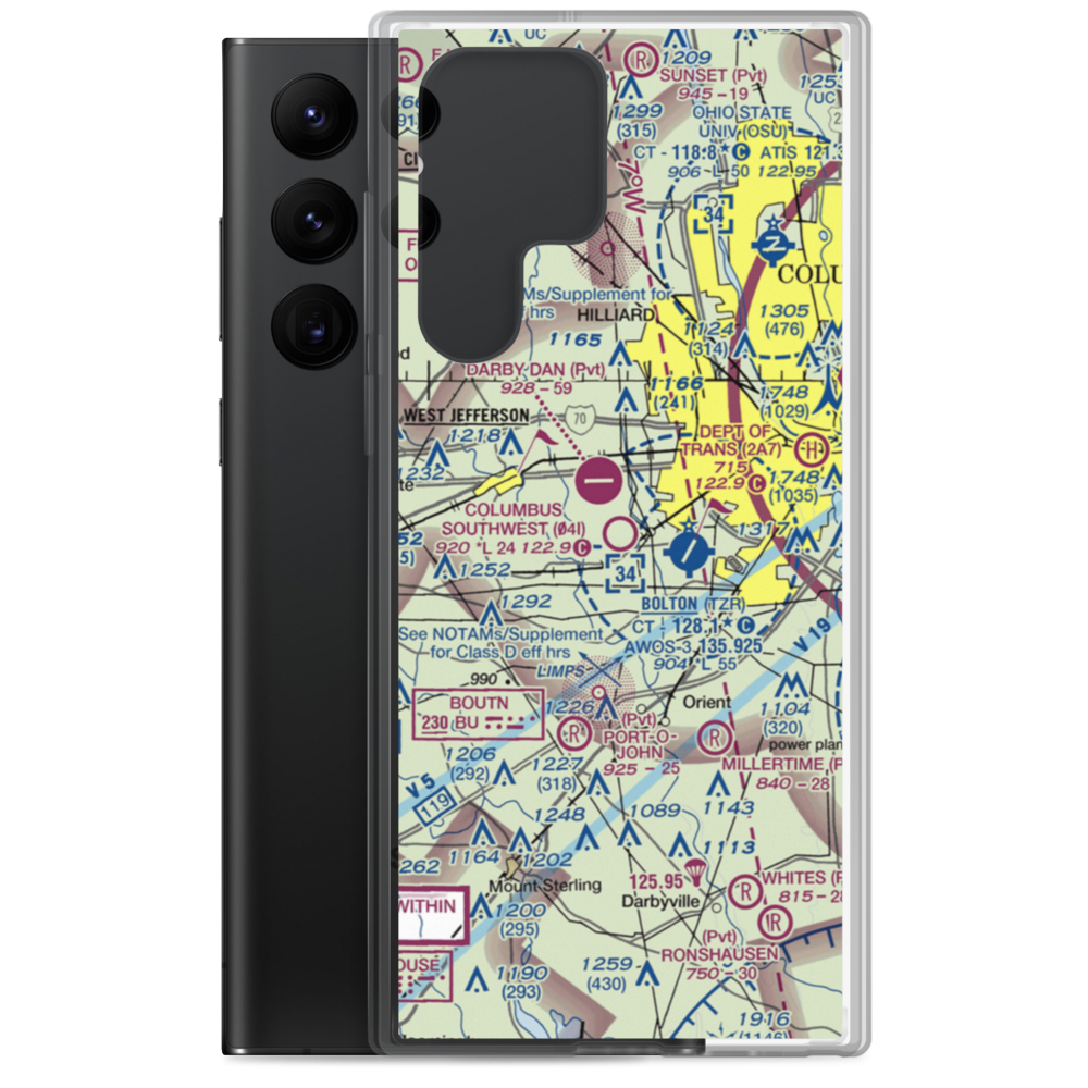 Columbus Southwest Airport (04I) VFR Sectional Samsung Case Samsung Galaxy S22 Ultra model shown