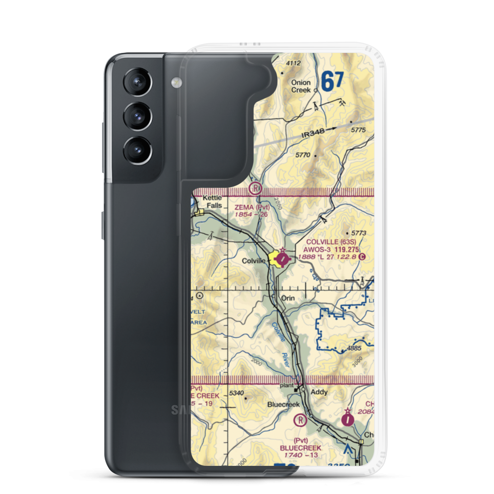 Colville Municipal Airport (63S) VFR Sectional Samsung Case Samsung Galaxy S21 model shown