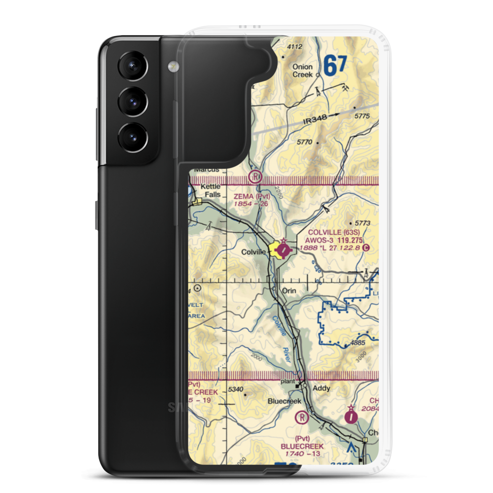 Colville Municipal Airport (63S) VFR Sectional Samsung Case Samsung Galaxy S21 Plus model shown