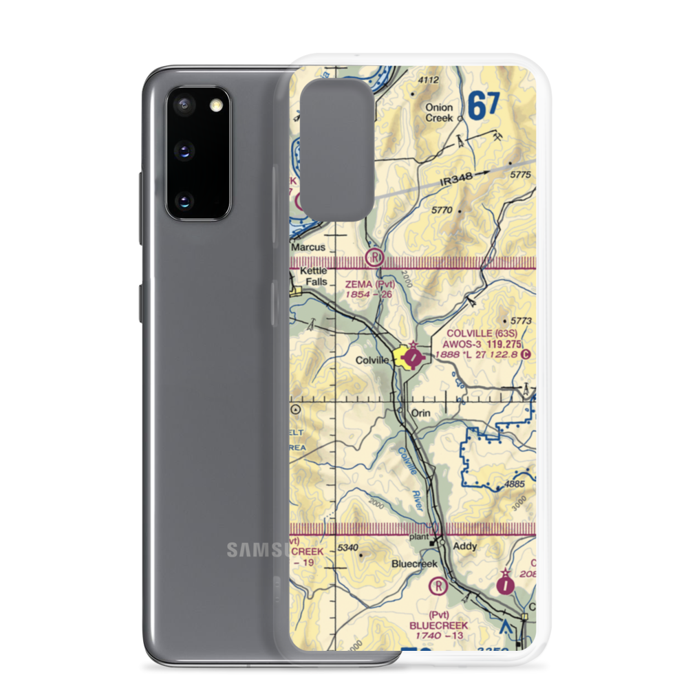 Colville Municipal Airport (63S) VFR Sectional Samsung Case Samsung Galaxy S20 model shown