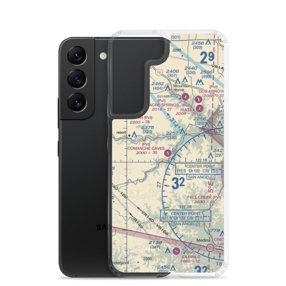 Comanche Caves Ranch Airport (4TA6) VFR Sectional Samsung Case Samsung Galaxy S22 model shown