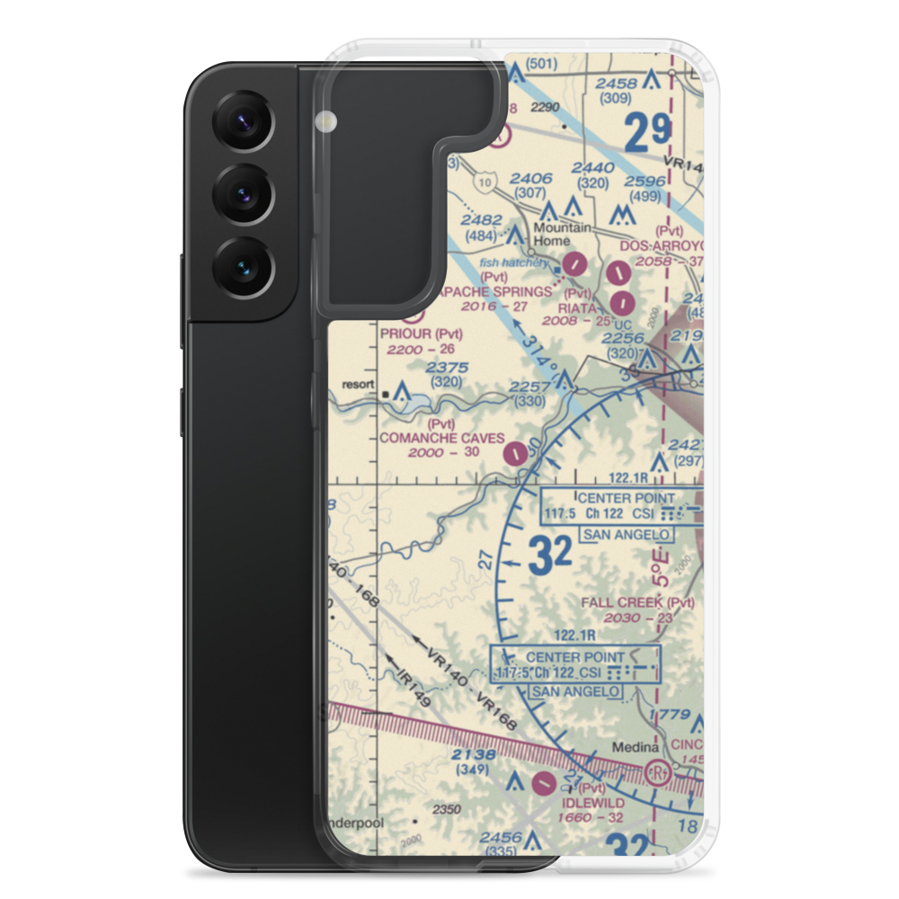 Comanche Caves Ranch Airport (4TA6) VFR Sectional Samsung Case Samsung Galaxy S22 Plus model shown