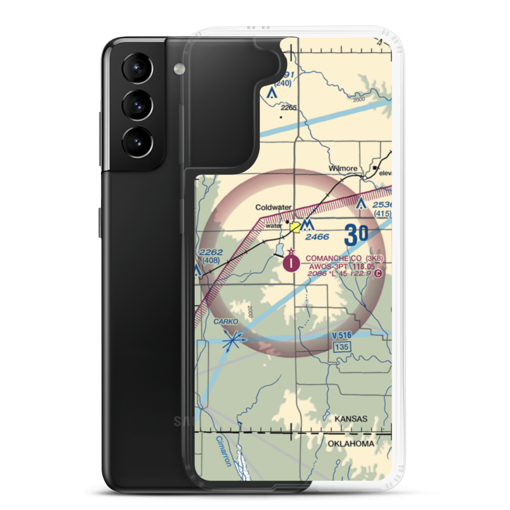 Comanche County Airport (3K8) VFR Sectional Samsung Case Samsung Galaxy S21 Plus model shown