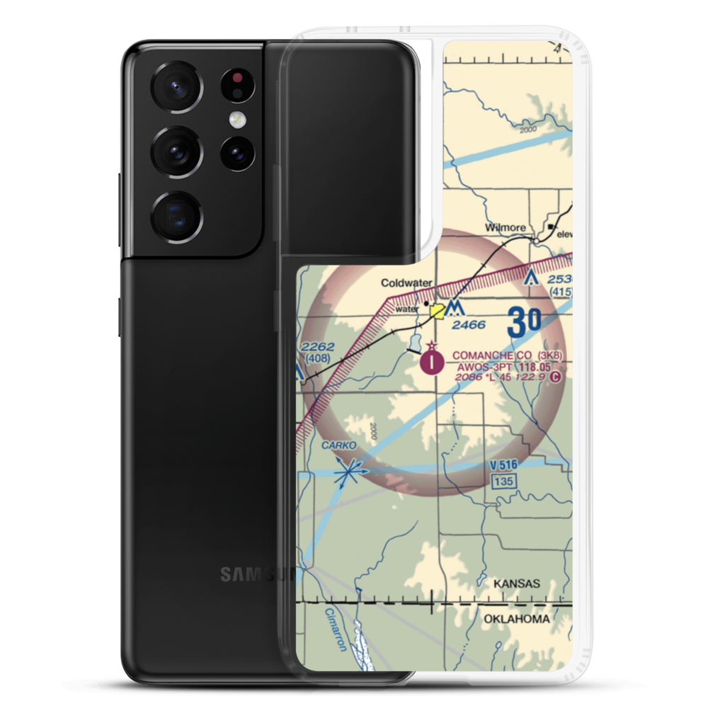 Comanche County Airport (3K8) VFR Sectional Samsung Case Samsung Galaxy S21 Ultra model shown