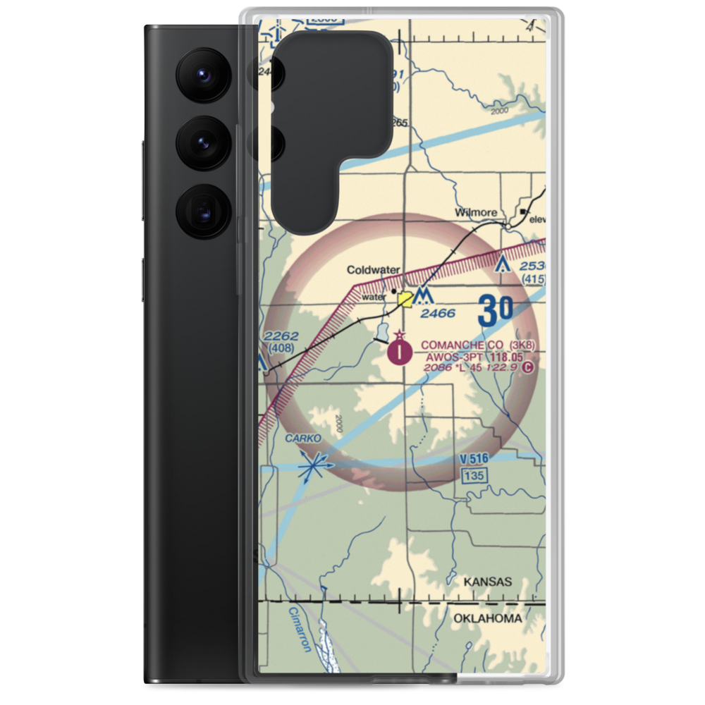 Comanche County Airport (3K8) VFR Sectional Samsung Case Samsung Galaxy S22 Ultra model shown